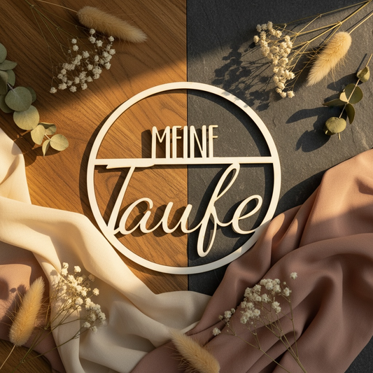 Handgefertigter Holzkranz 'Meine Taufe' – Einzigartiger Schmuck für die besonderen Momente Türkranz Das Glückswerk
