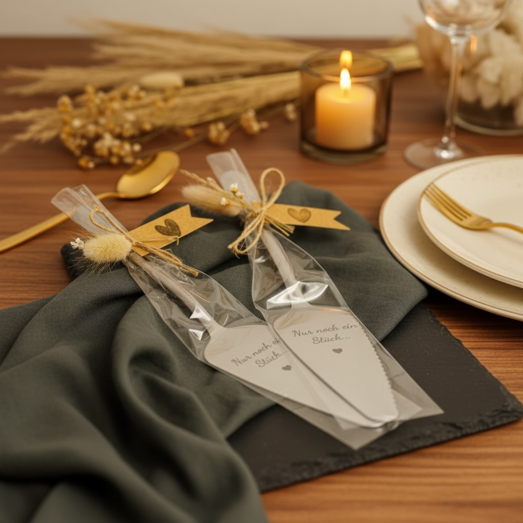 Tortenheber aus Gold schwarz silber zum Kuchen anschneiden und Ausgeben z.B. für Hochzeitstorten Tortenheber Das Glückswerk