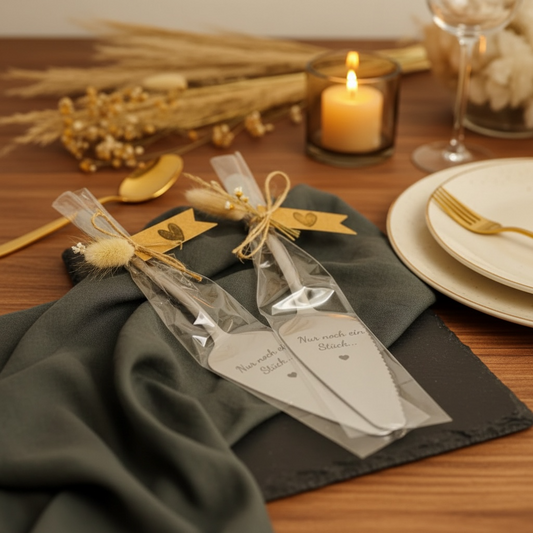 Tortenheber aus Gold schwarz silber zum Kuchen anschneiden und Ausgeben z.B. für Hochzeitstorten Tortenheber Das Glückswerk