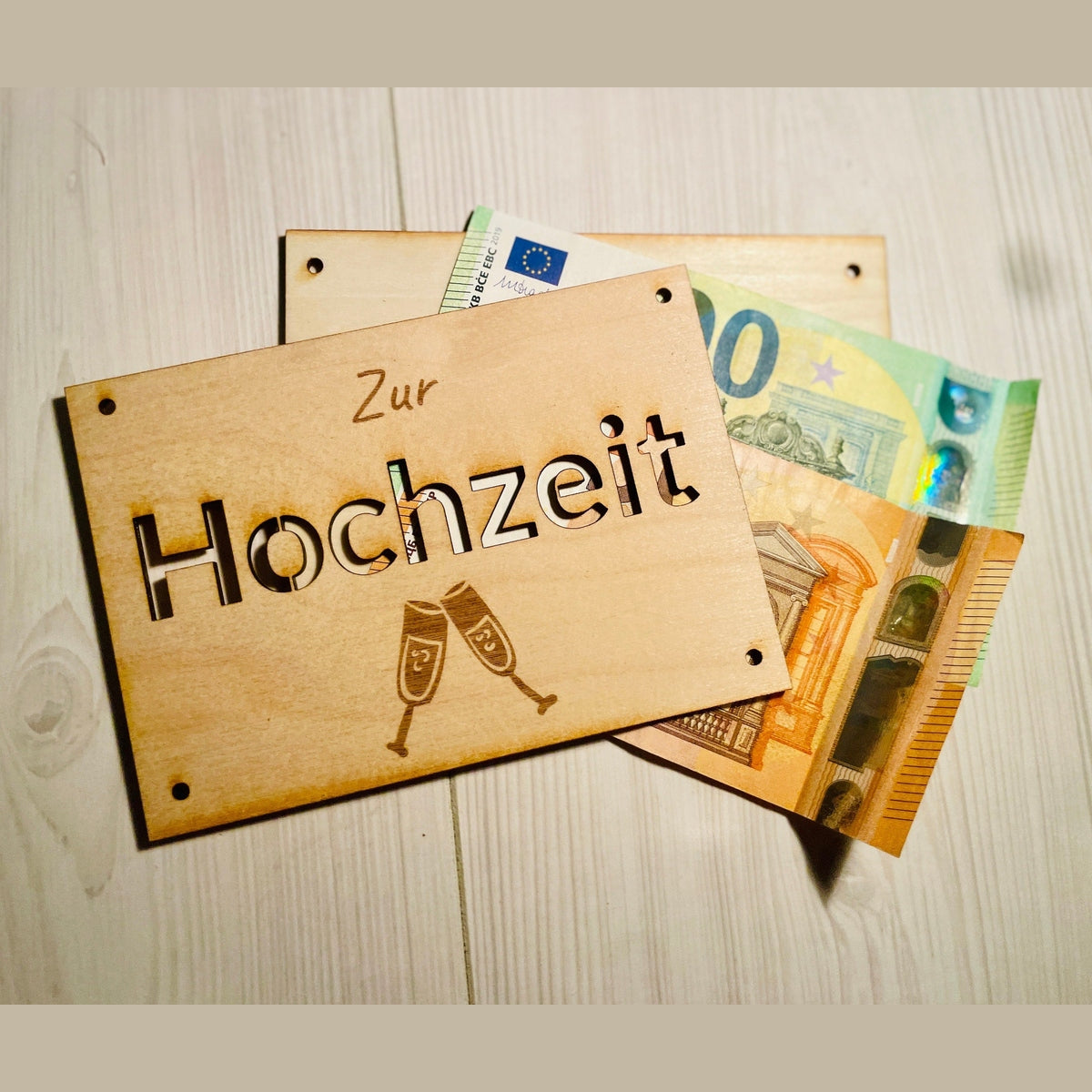 Geschenk Karte Geldgeschenk Hochzeit Taufe Geburtstag individualisiert Holz Lederband Geschenkkarte Das Glückswerk