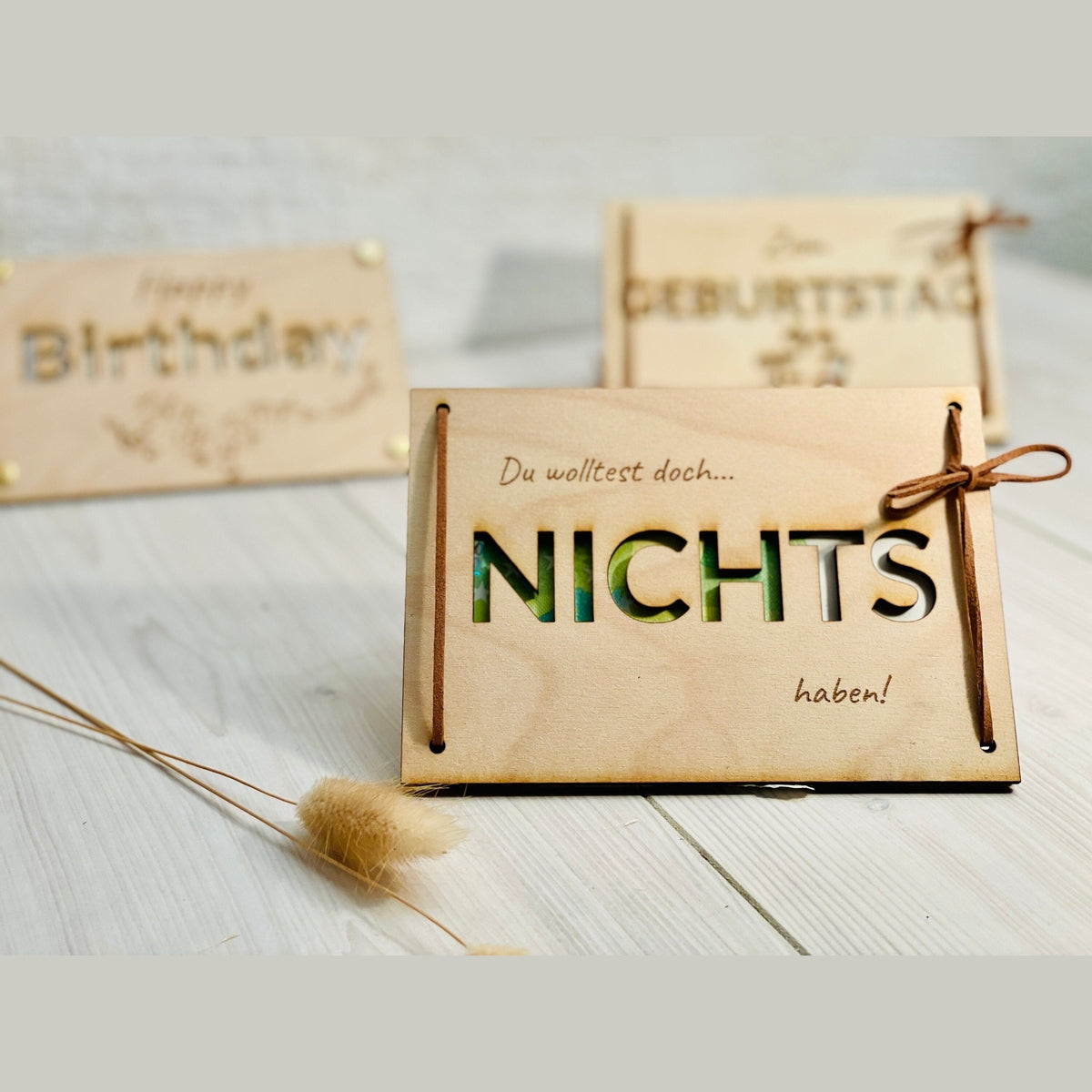 Geld Geschenk Karte Nichts mit Lederband oder Nieten Geschenkkarte Das Glückswerk