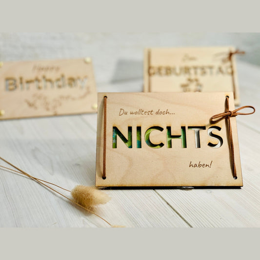 Geld Geschenk Karte Nichts mit Lederband oder Nieten Geschenkkarte Das Glückswerk
