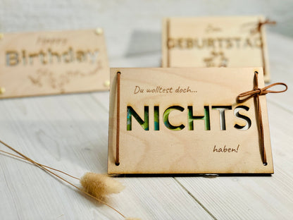 Geldgeschenk-Karte mit Röhrchen, Format wählbar A4 bis A7 – Größenvergleich