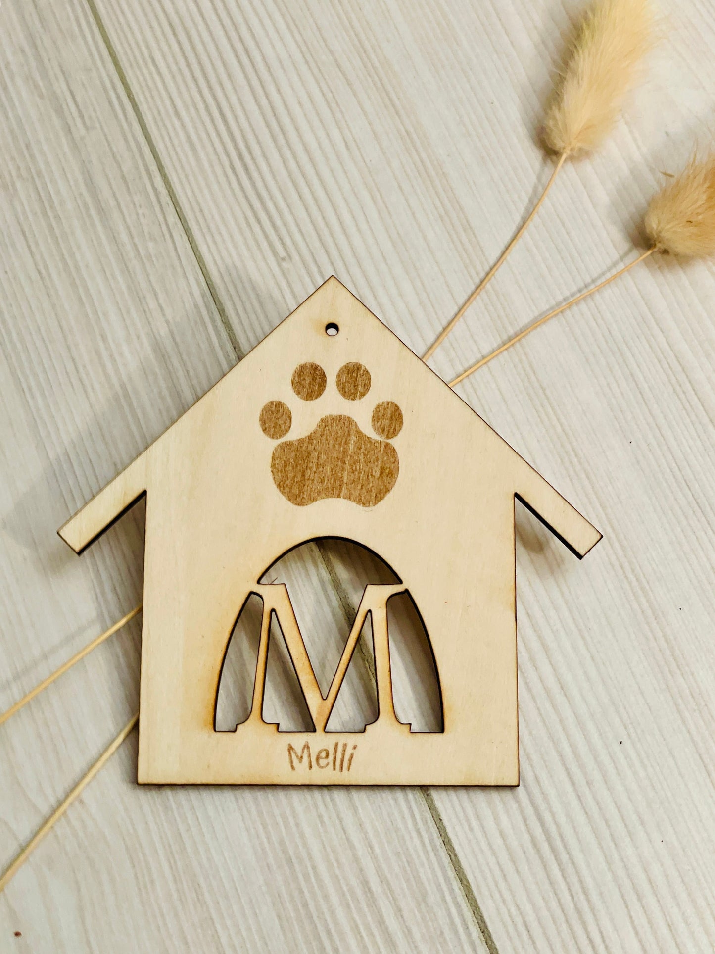 Hundehütte aus Holz mit Gravur Dekoschild Hundenapf Körbchen Hundehaus Hundehütte Das Glückswerk