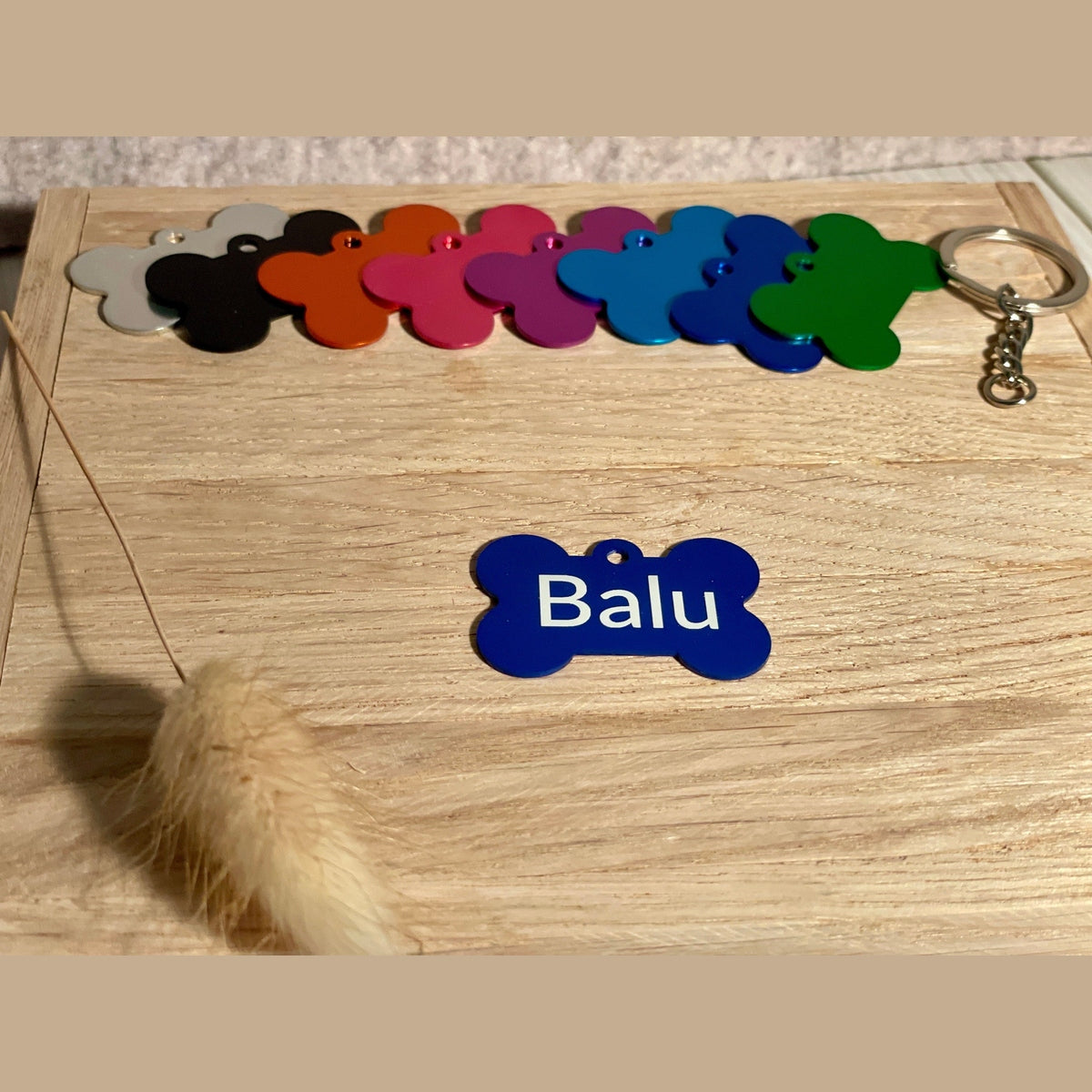 Hundemarke Knochen mit Namensgravur in verschiedenen Farben Hundemarke Das Glückswerk