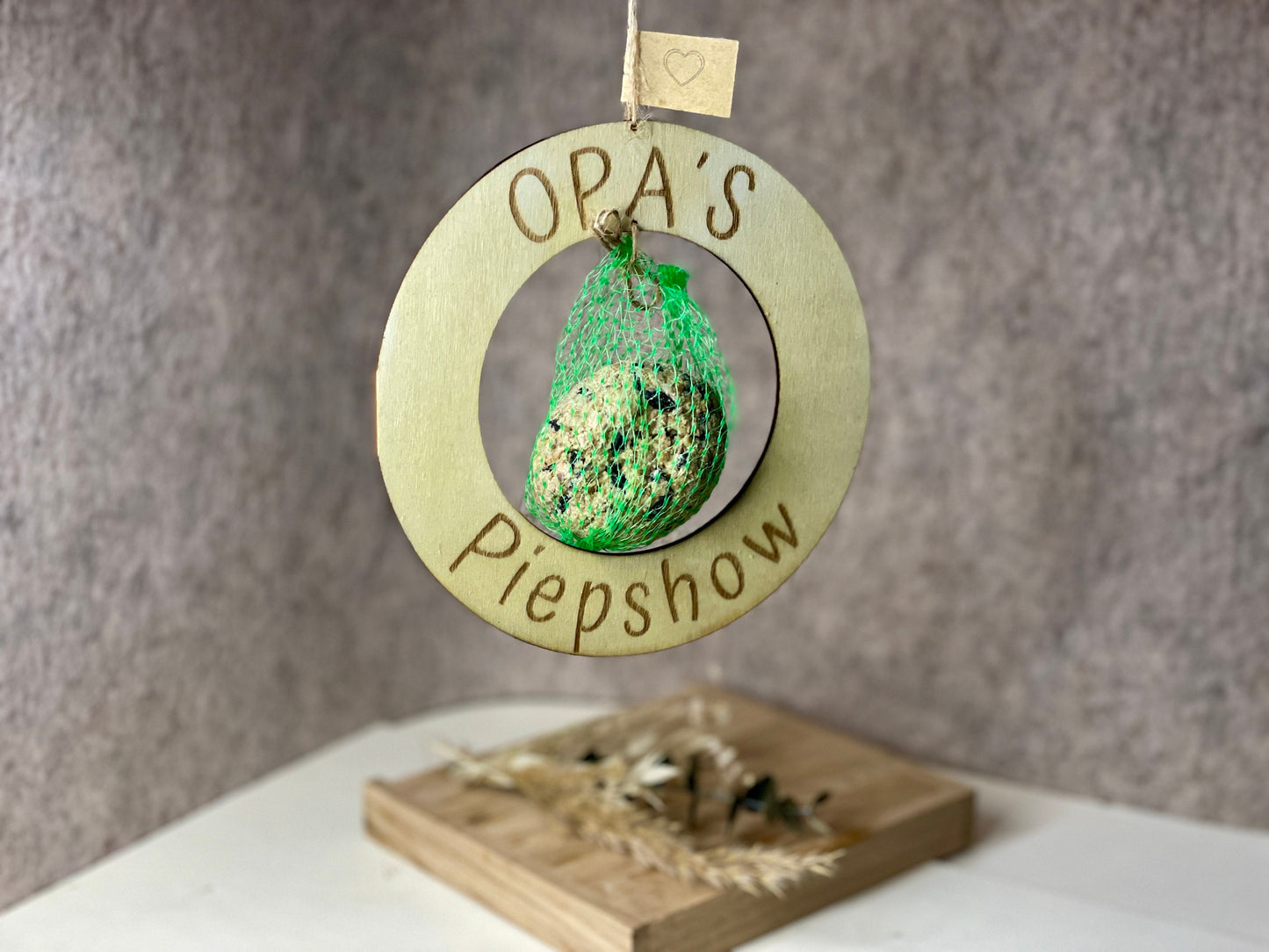Opas Piepshow lustige Geschenkidee für Opa Papa Enkel Vogelhaus Vogelfutter Meisenknödel 20cm