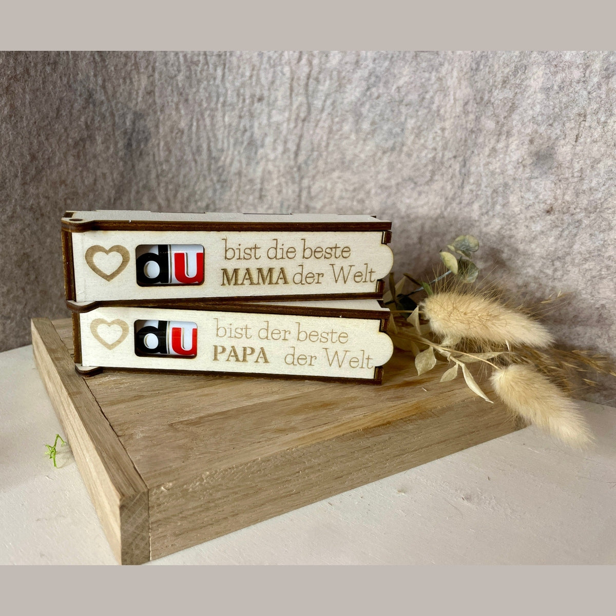 Schokoriegel case mit der Aufschrift "beste/r Oma Opa Papa Mama" Schokoriegelbox Das Glückswerk