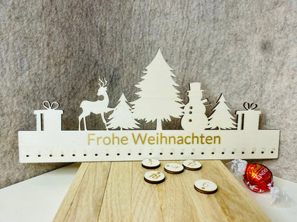 Individualisierter Adventskalender rehntier aus Holz Das Glückswerk