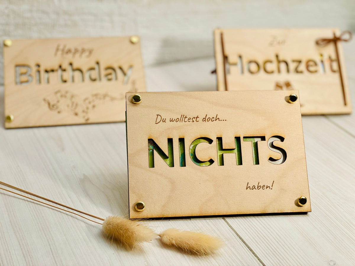 Geldgeschenk-Karte mit Röhrchen, Format wählbar A4 bis A7 – Anwendungsbeispiel