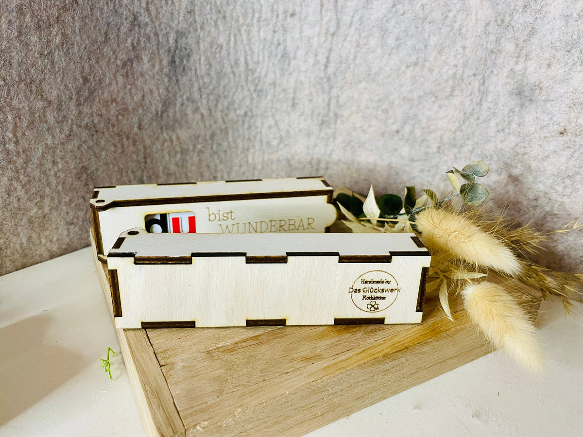 Schokoriegel-Box als Geschenkverpackung – Größenvergleich