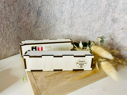 Schokoriegel-Box als Geschenkverpackung – Größenvergleich