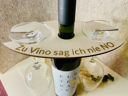 Weintablett Holz mit Weinkorken als Deko-Element