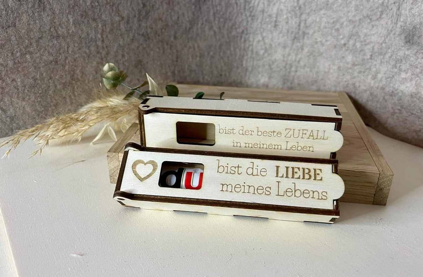 Schokoriegel Case mit Liebesbotschaft   "Du bist die Liebe meines Lebens"