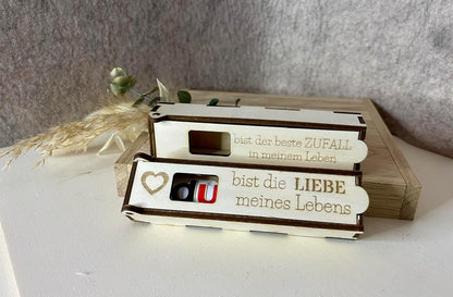 Schokoriegel Case mit Liebesbotschaft   "Du bist die Liebe meines Lebens"