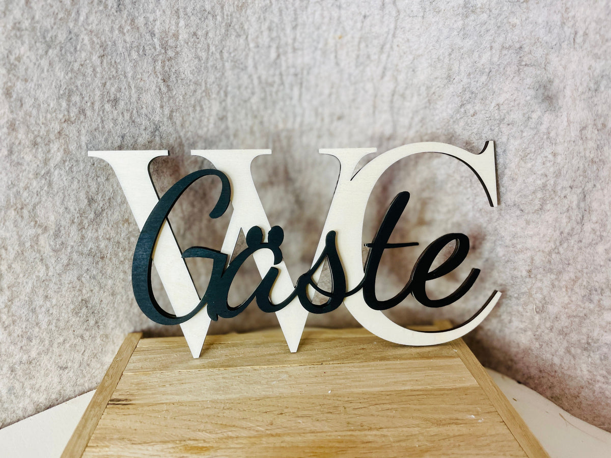 Gäste WC Schild aus Holz, lackiert oder natur, Türschild für Badezimmer und Gästetoilette, DasGlueckswerk, Dekoration, Door Hangers, holz