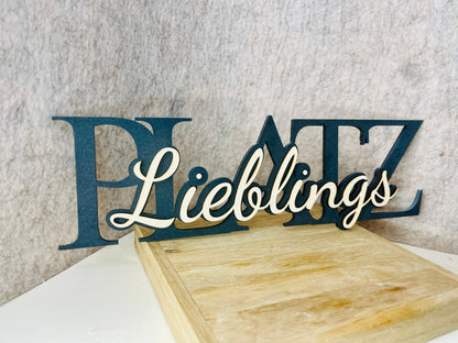 Holzschild Lieblingsplatz, Maße 29x8,5x0,8 cm