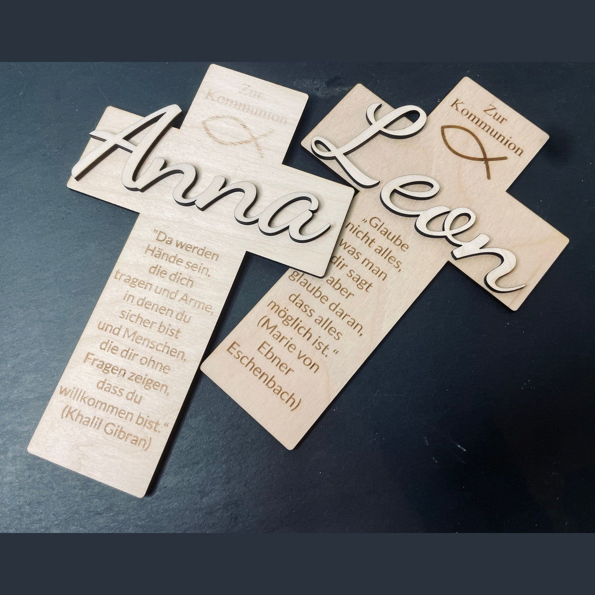 Christliches Geschenk zur Taufe oder Kommunion Kreuz mit Namen Kreuz Das Glückswerk