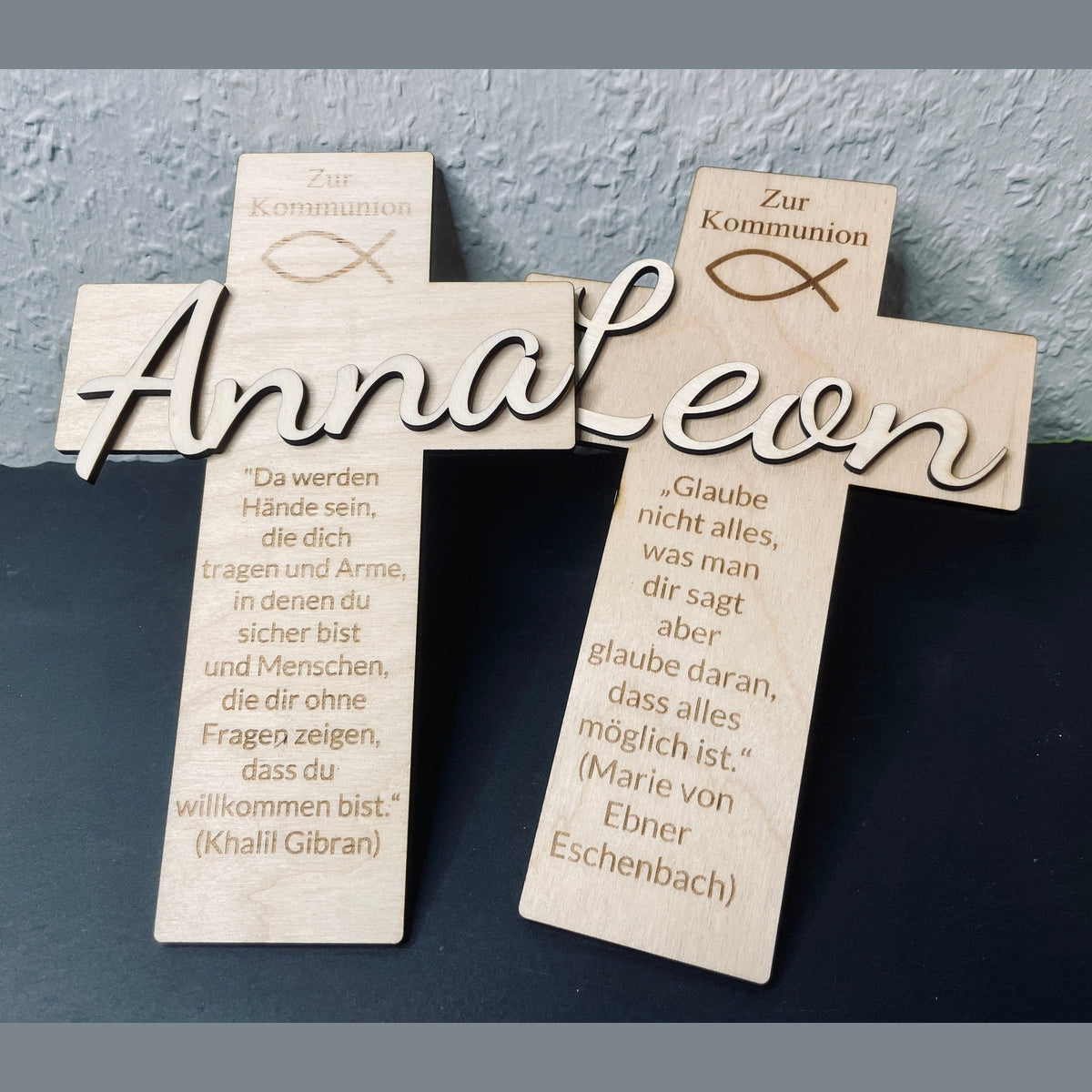 Christliches Geschenk zur Taufe oder Kommunion Kreuz mit Namen Kreuz Das Glückswerk