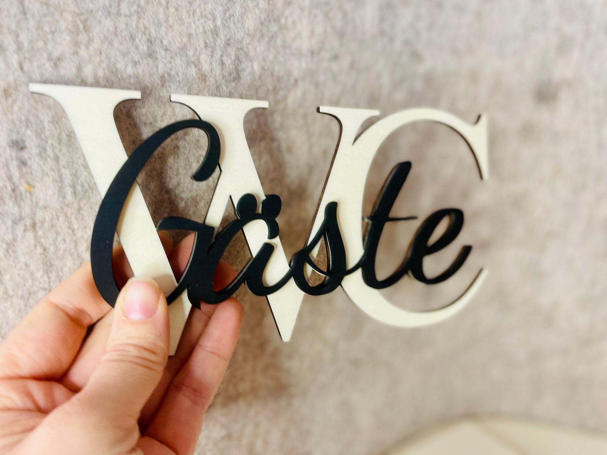 Gäste WC Schild aus Holz, lackiert oder natur, Türschild für Badezimmer und Gästetoilette Flothkötter Shop