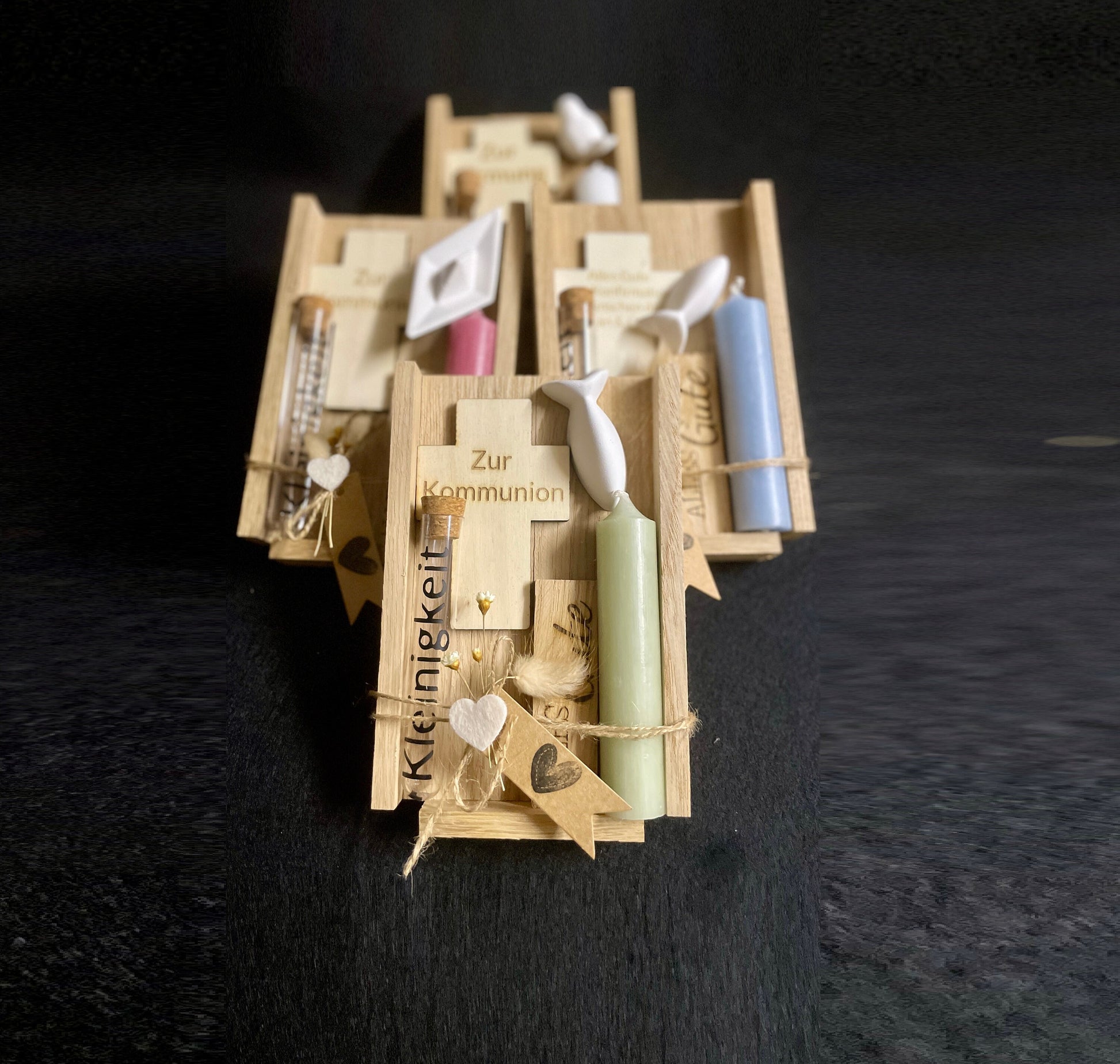 Geschenkset Taufe, Geschenkset Kommunion, Taufe Geschenk, Kommunion Geschenk, Kerze Fisch Kreuz, religiöses Geschenk, christliche Symbole, Taufkerze, Kommunionskerze, Taufe Andenken, Glaubensgeschenk, religiöses Set,