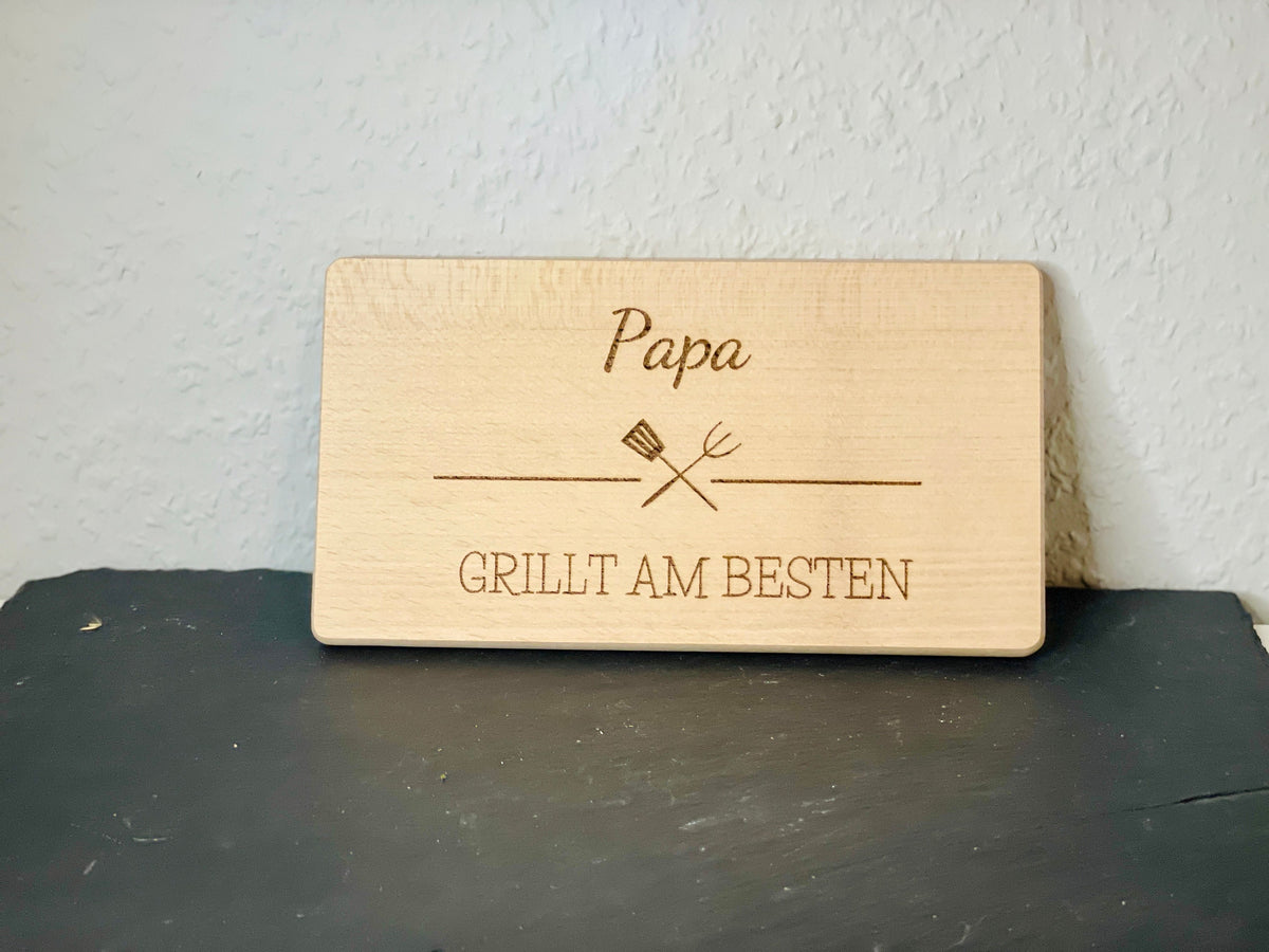 Grillzange personalisiert Edelstahl, Gravur Papa Opa, Geschenk Grillmeister, DasGlueckswerk, , Dining & Serving, holz