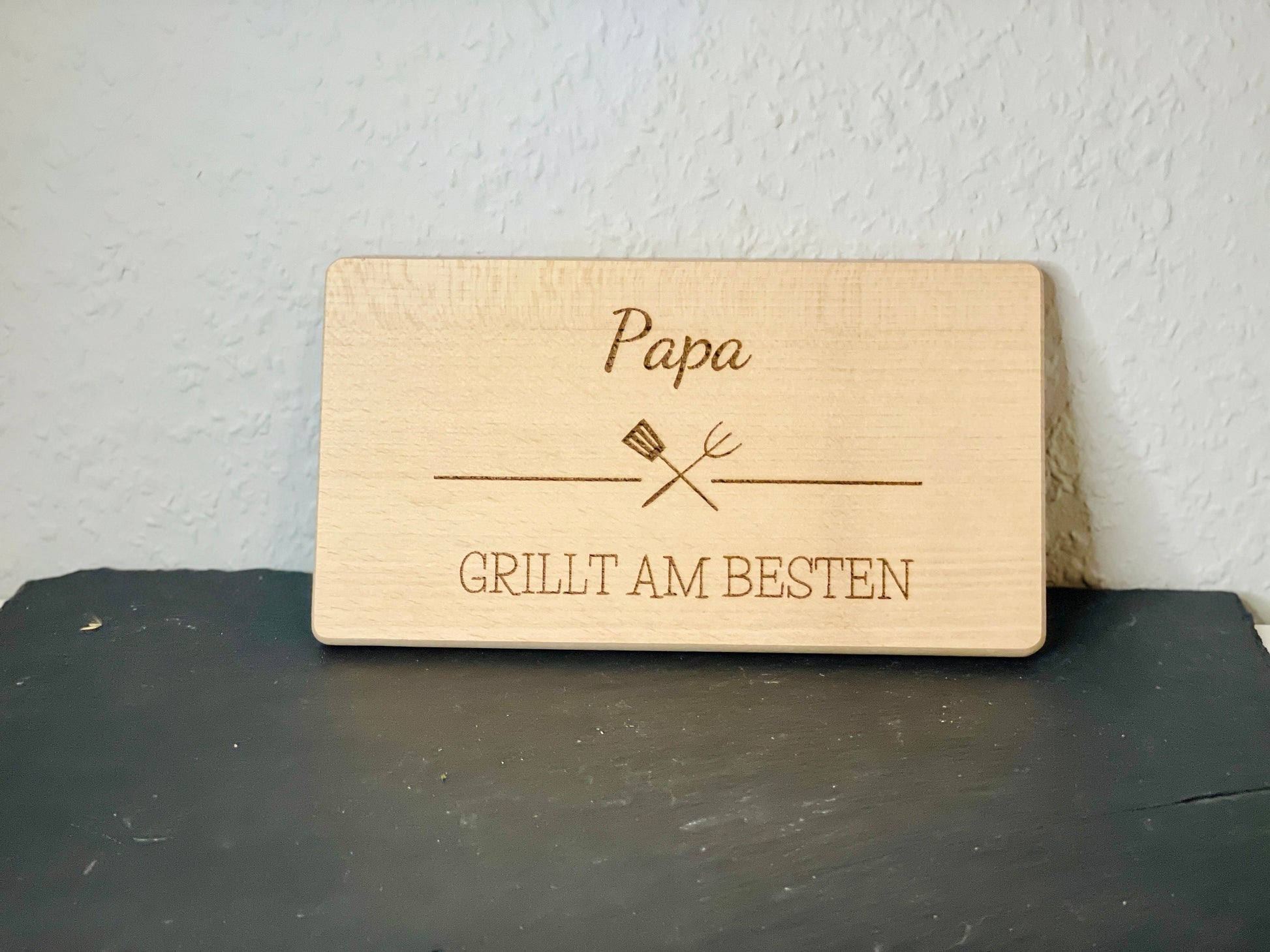 Grillzange personalisiert Edelstahl, Gravur Papa Opa, Geschenk Grillmeister, DasGlueckswerk, , Dining & Serving, holz