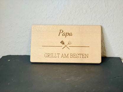Grillzange personalisiert Edelstahl, Gravur Papa Opa, Geschenk Grillmeister, DasGlueckswerk, , Dining & Serving, holz