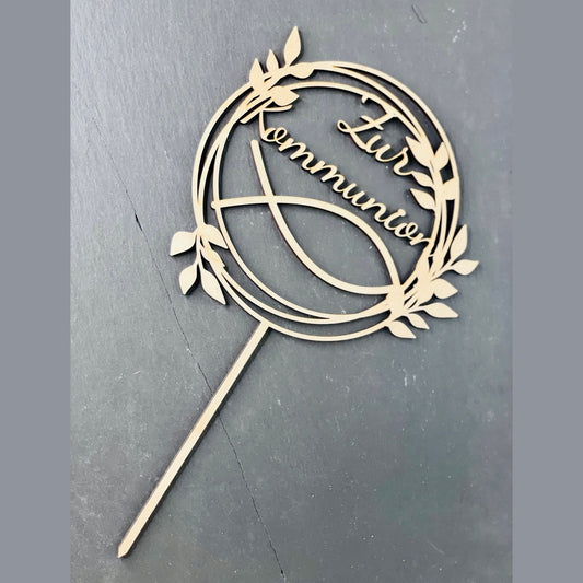 Cake topper zur Kommunion aus Holz als Tortendekoration cake Topper Das Glückswerk