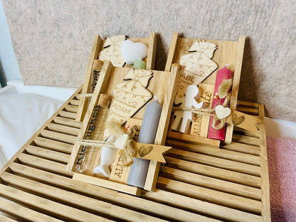 Geldgeschenk Einschulung Schultüte, individualisiertes Set mit Kerze zum ersten Schultag, DasGlueckswerk, Dekoration, Greeting Cards, holz