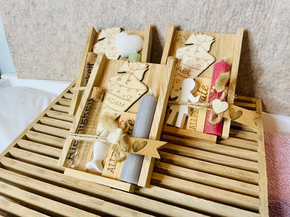 Geldgeschenk Einschulung Schultüte, individualisiertes Set mit Kerze zum ersten Schultag, DasGlueckswerk, Dekoration, Greeting Cards, holz