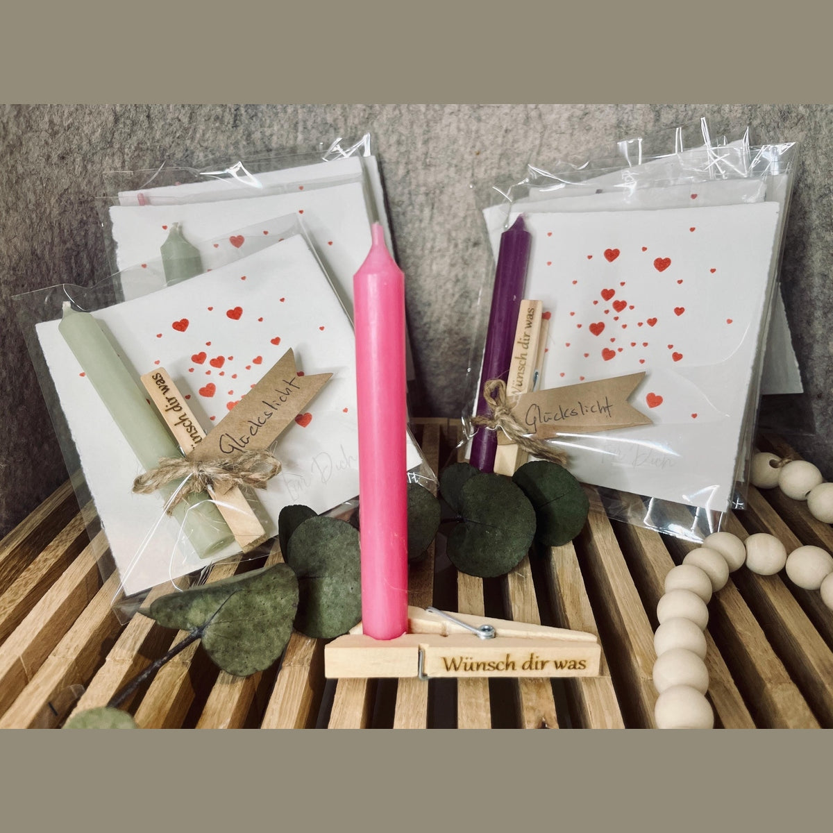 Wünsch dir was geschenkset mit Wäscheklammer Geburtstagskerze Das Glückswerk