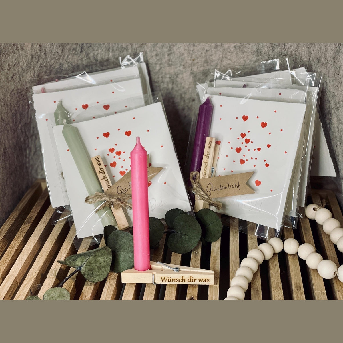 Wünsch dir was geschenkset mit Wäscheklammer Geburtstagskerze Das Glückswerk