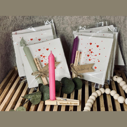 Wünsch dir was geschenkset mit Wäscheklammer Geburtstagskerze Das Glückswerk