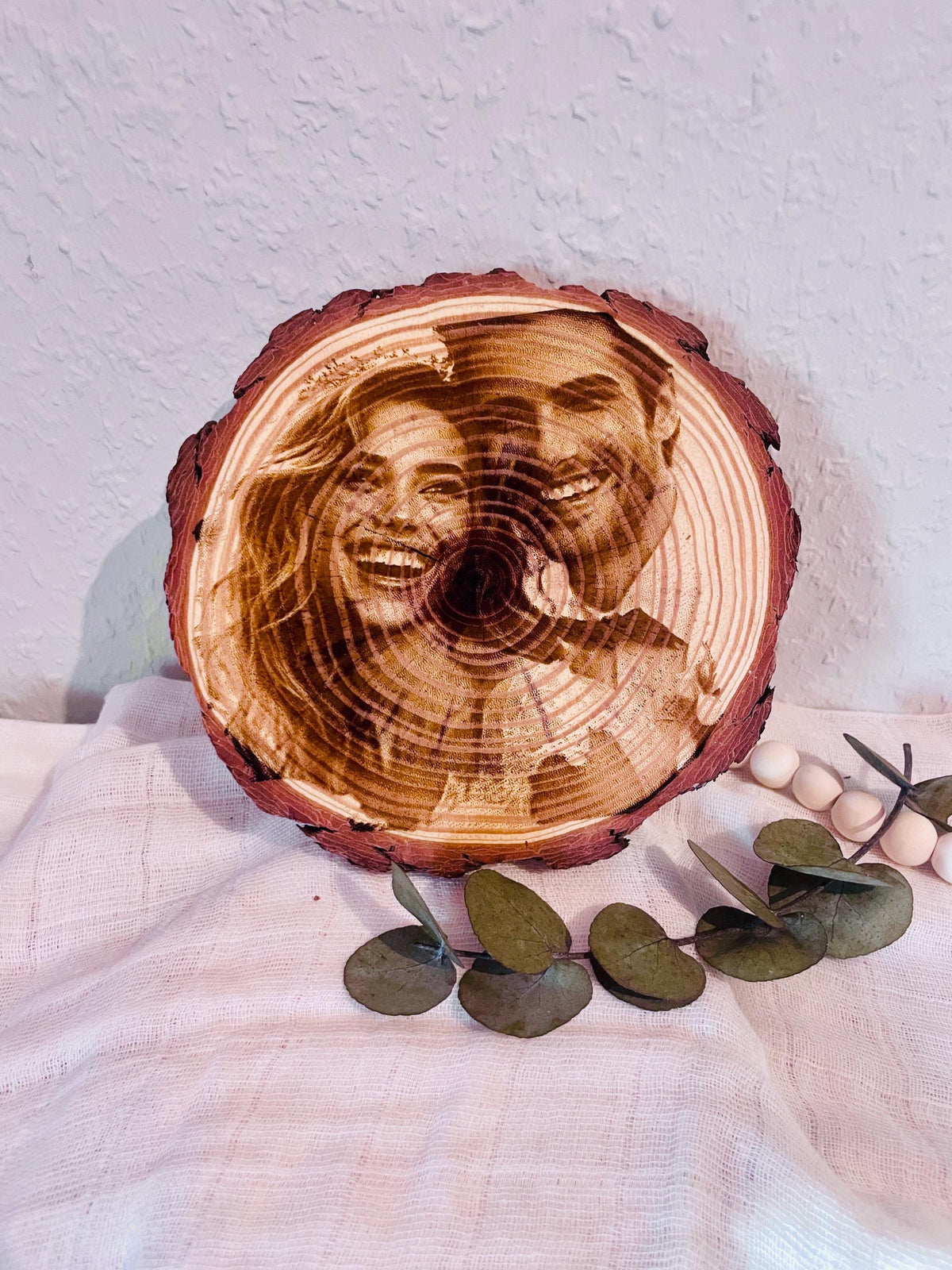 Personalisierte Baumscheibe 16cm mit Fotogravur, Holz Erinnerungsstück, Geschenk Geburtstag Hochzeit, DasGlueckswerk, Hochzeit & Liebe, Gifts For The Couple, Holz