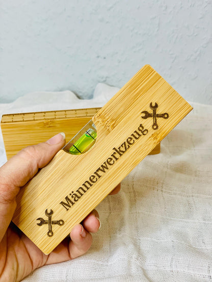 Personalisierte Wasserwaage Holz mit Wunschtext, Das Glückswerk