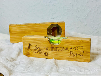 Wasserwaage Holz Vatertagsgeschenk, Verpackungsansicht, Das Glückswerk