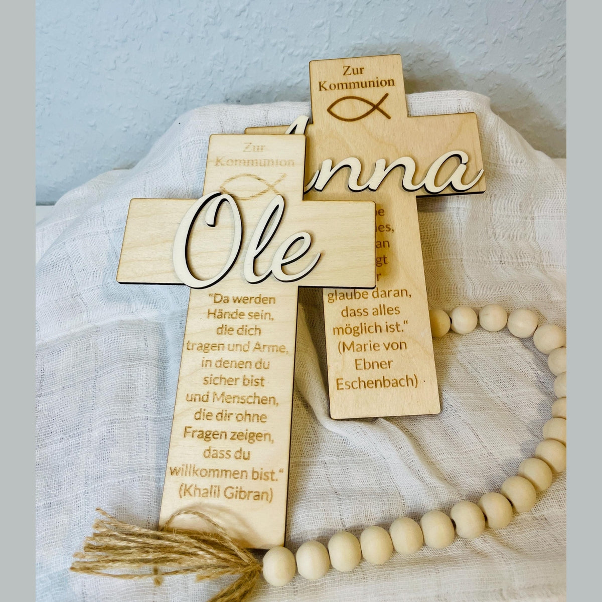 Christliches Geschenk zur Taufe oder Kommunion Kreuz mit Namen Kreuz Das Glückswerk
