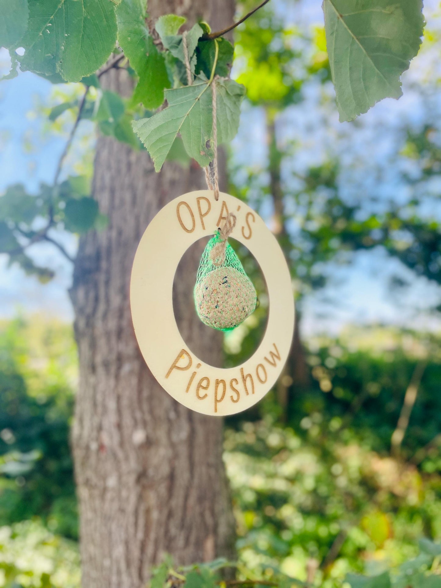Opas Piepshow lustige Geschenkidee für Opa Papa Enkel Vogelhaus Vogelfutter Meisenknödel 20cm