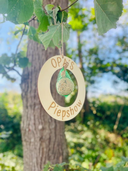 Opas Piepshow lustige Geschenkidee für Opa Papa Enkel Vogelhaus Vogelfutter Meisenknödel 20cm