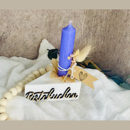 Pustekuchen - Tortenstück mit Holzgravur und Kerze zum Geburtstag Geschenkset Das Glückswerk