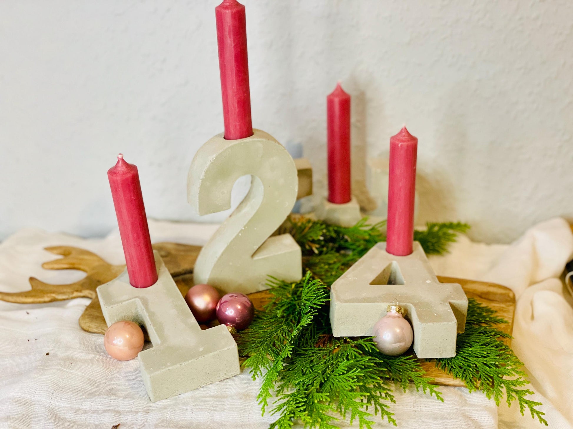 Adventskranz zahlen Weihnachtsdekoration Winterzeit für Stabkerzen Kerzen 1 2 3 4 Das Glückswerk