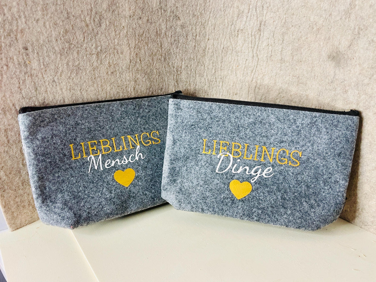 Kosmetiktasche Spruch Konfetti, Schminktasche aus RPET, Geschenk für beste Freundin, DasGlueckswerk, Hochzeit & Liebe, Cosmetic Bags, filz
