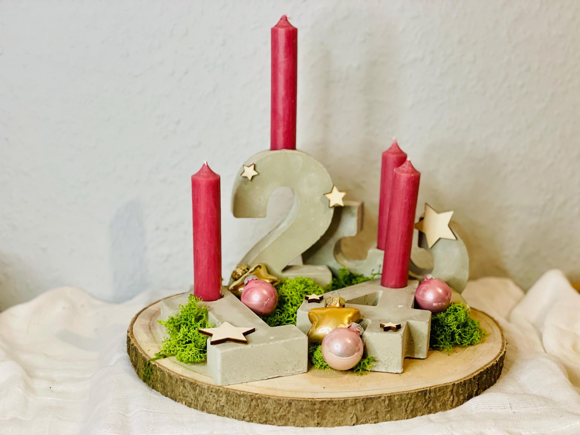 Adventskranz zahlen Weihnachtsdekoration Winterzeit für Stabkerzen Kerzen 1 2 3 4 Das Glückswerk