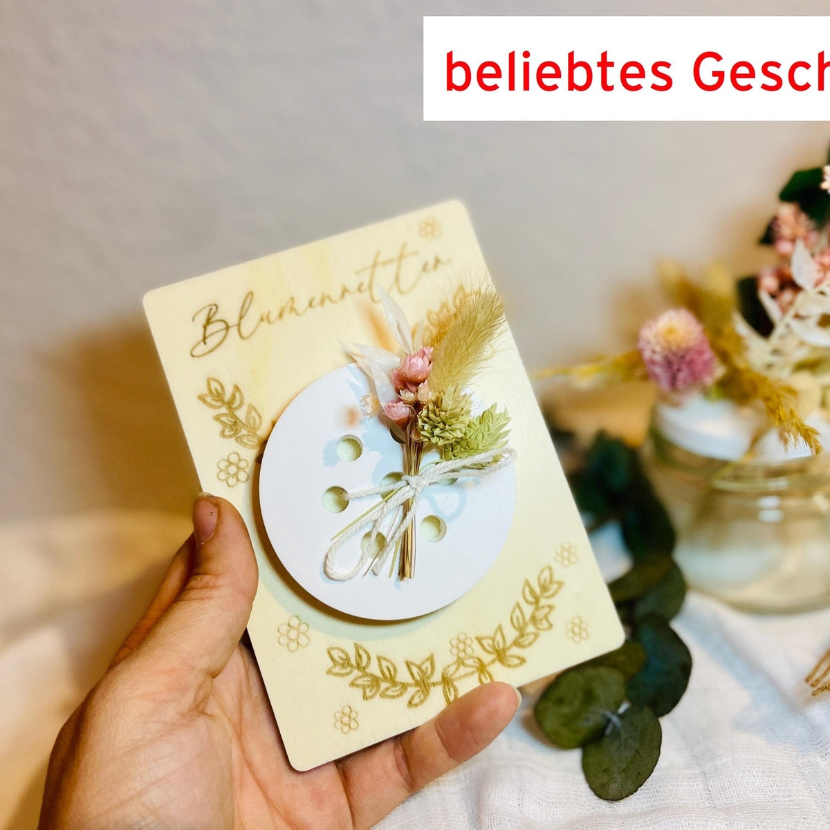 Handgefertigter Blumenretter aus Raysin- die perfekte Geschenkidee passend für Glück Gläser Blumenretter Das Glückswerk
