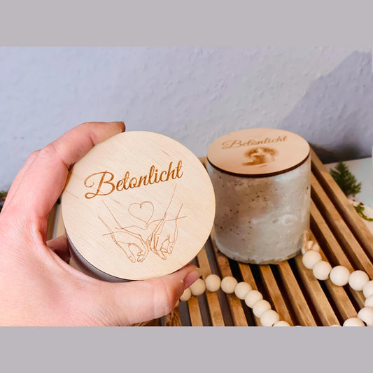 Betonkerze - Rustikale Kerze zum verschenken klein Outdoor-Kerze Betonkerze Das Glückswerk Hände Indoor Glasfaser 2mm