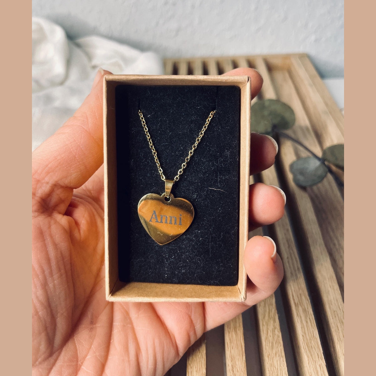 Halskette >> Herz << gold silber rose im Schmuckkästchen mit Wunschgravur Kette Das Glückswerk