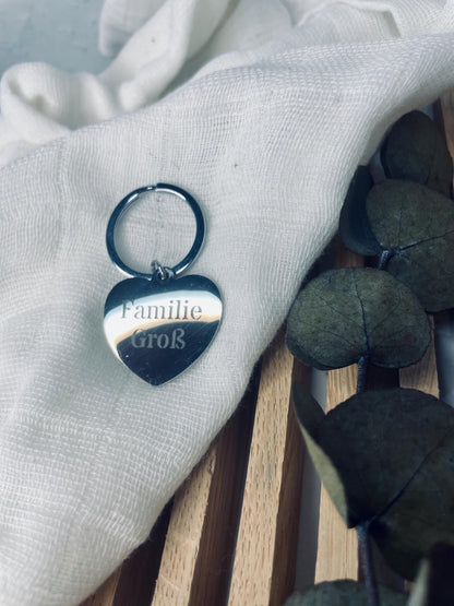 Personalisiertes schlüsselanhänger in Herz Form aus Metall mit Wunschgravur