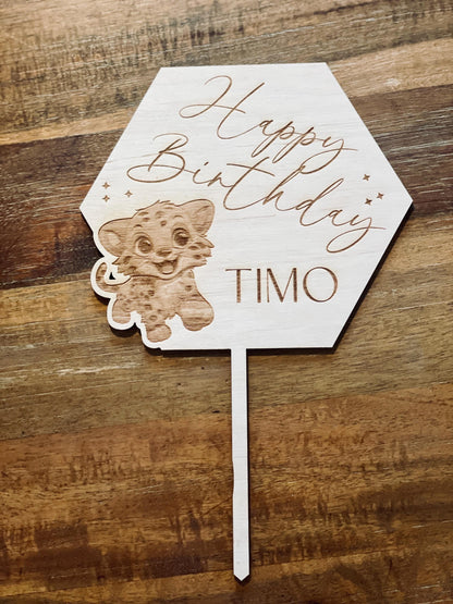 Cake Topper Tiermotiv Name 15cm, Holz personalisiert, Geburtstagstorte Kind, DasGlueckswerk, Geburtstag, Cake Toppers, Holz