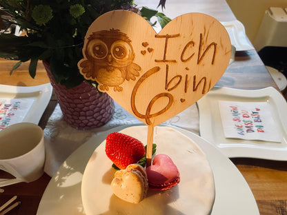 Cake Topper Ich bin Herzform, Holz Tortenaufleger mit Zahl, Kindergeburtstag, DasGlueckswerk, Tierfreunde, Cake Toppers, Holz