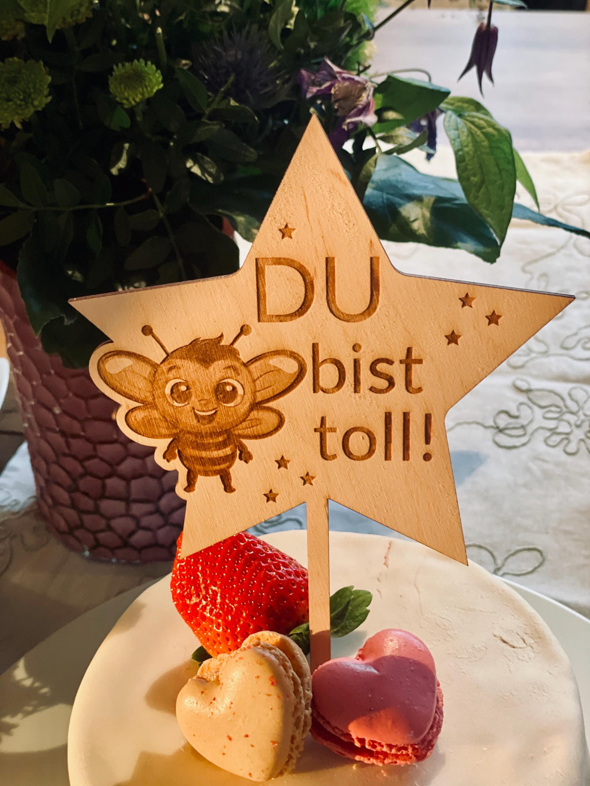 Cake Topper Sternform, Wunschtier Gravur Du bist toll, Tortendeko Kindergeburtstag Holz, DasGlueckswerk, Geburtstag, Cake Toppers, Holz